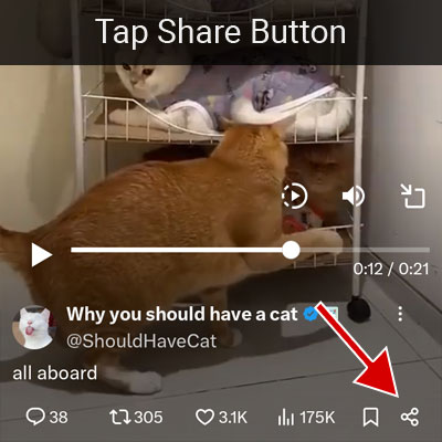 On Twitter tap Share to download Twitter video